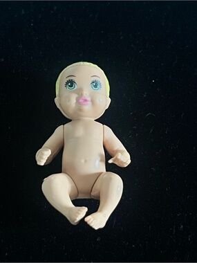 Barbie Mattel Small Plastic Baby Doll - Blonde Hair, Blue Eyes